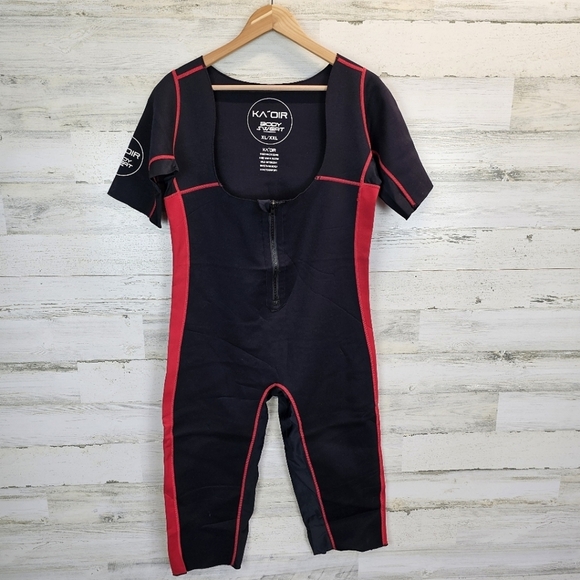 Ka'Oir Fitness Womens Body Sweat Suit Plus Sz XXL Black & Red Workout Shapewear - Picture 2 of 12